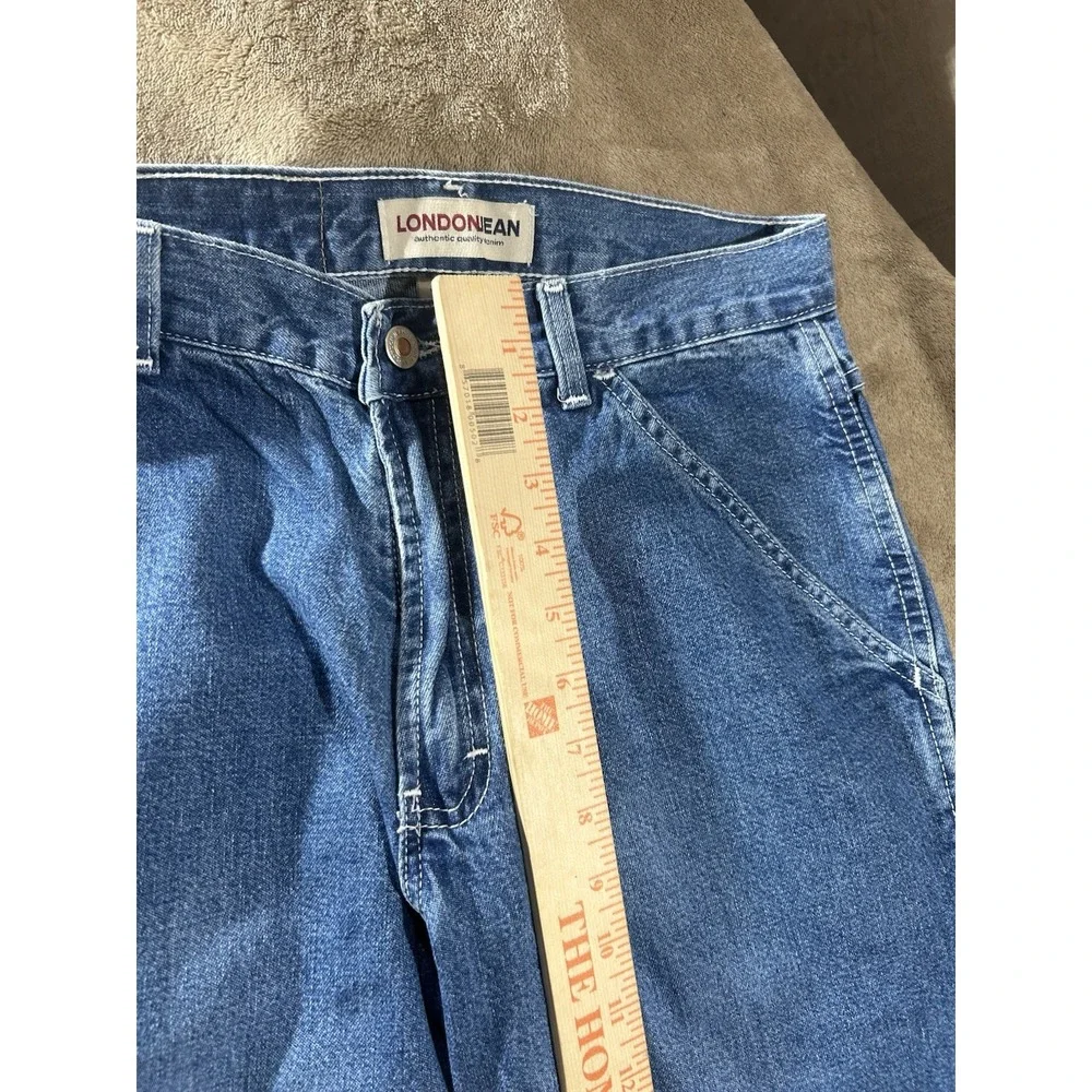 Vintage 90s London Jean Size 10 Tall Carpenter Denim Wide Leg Made in USA Blue